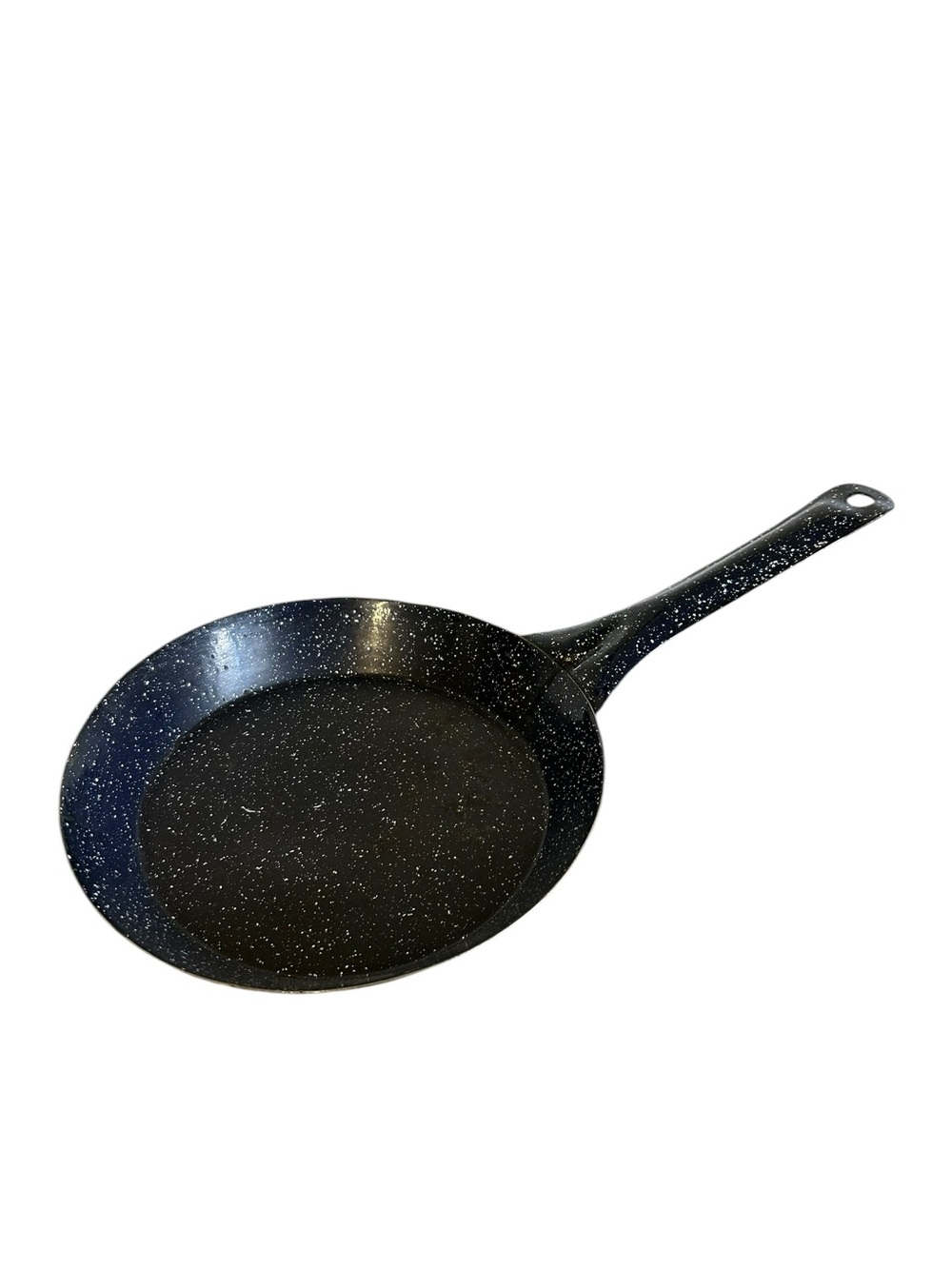 Vintage Speckled Enamelware Skillet 9.5" | Black & White Granite Frying Pan